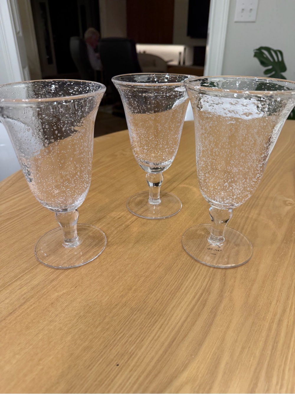 Vintage Artland Iris Hand Blown Clear Iced Tea Goblets 7.5" (Set of 3)